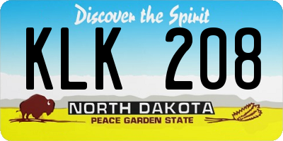 ND license plate KLK208