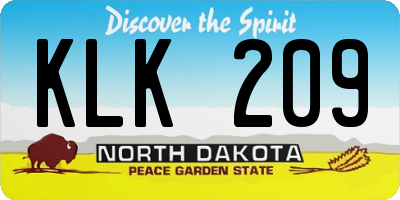 ND license plate KLK209