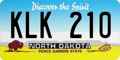 ND license plate KLK210