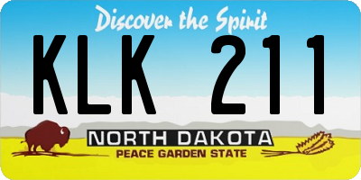 ND license plate KLK211