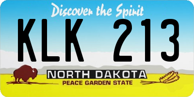 ND license plate KLK213
