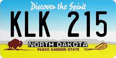 ND license plate KLK215