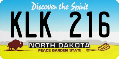 ND license plate KLK216