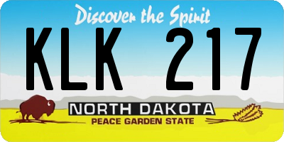 ND license plate KLK217