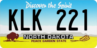 ND license plate KLK221