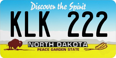 ND license plate KLK222