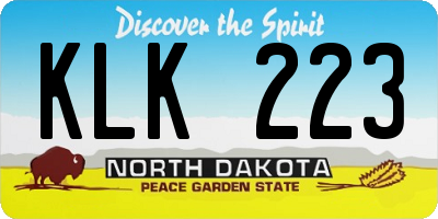 ND license plate KLK223
