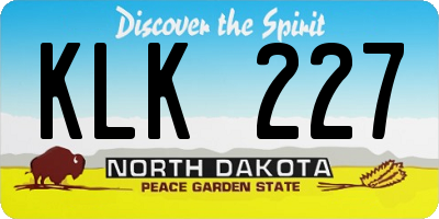 ND license plate KLK227