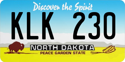 ND license plate KLK230