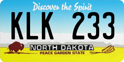 ND license plate KLK233