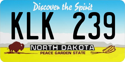 ND license plate KLK239