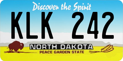 ND license plate KLK242