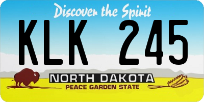 ND license plate KLK245