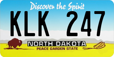 ND license plate KLK247