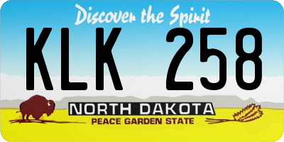 ND license plate KLK258