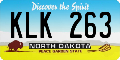 ND license plate KLK263