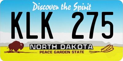 ND license plate KLK275