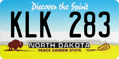 ND license plate KLK283