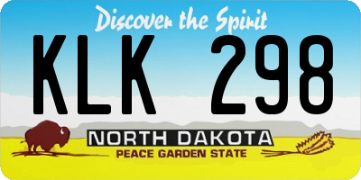 ND license plate KLK298