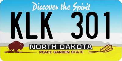 ND license plate KLK301