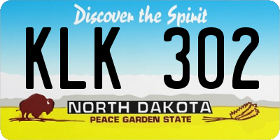 ND license plate KLK302