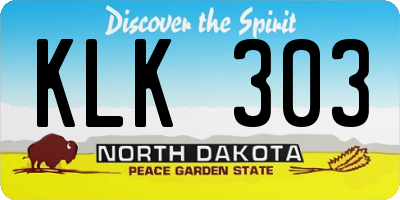 ND license plate KLK303