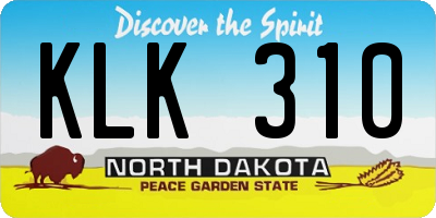 ND license plate KLK310
