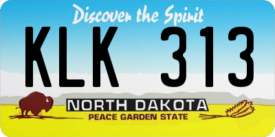 ND license plate KLK313