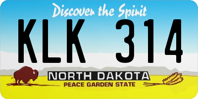 ND license plate KLK314
