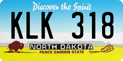 ND license plate KLK318