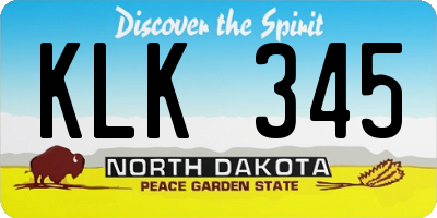 ND license plate KLK345