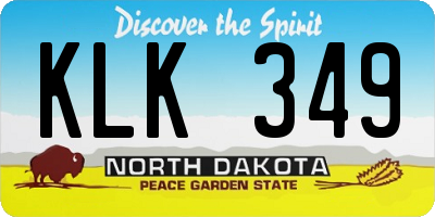 ND license plate KLK349