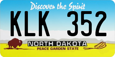 ND license plate KLK352
