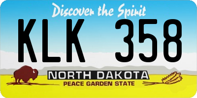 ND license plate KLK358