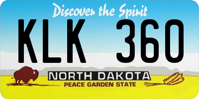 ND license plate KLK360