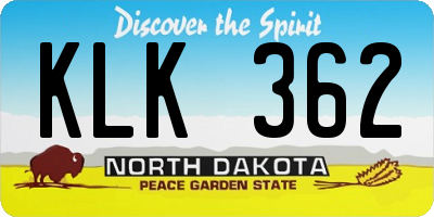 ND license plate KLK362