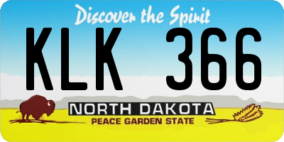 ND license plate KLK366