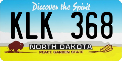 ND license plate KLK368
