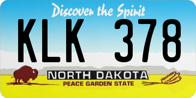 ND license plate KLK378