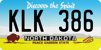 ND license plate KLK386