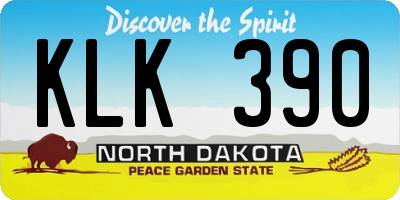 ND license plate KLK390