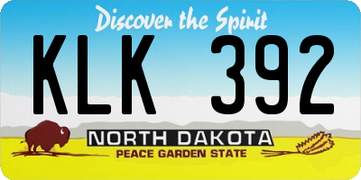 ND license plate KLK392