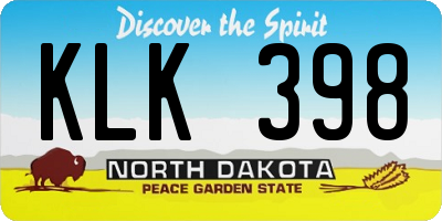 ND license plate KLK398