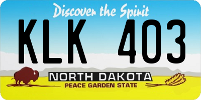 ND license plate KLK403