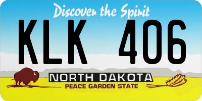 ND license plate KLK406