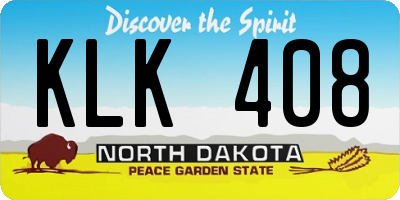 ND license plate KLK408