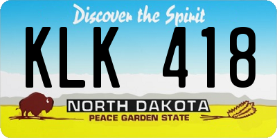 ND license plate KLK418