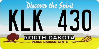 ND license plate KLK430