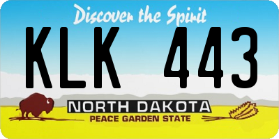 ND license plate KLK443