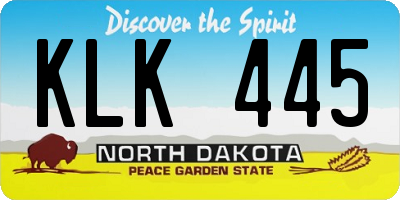 ND license plate KLK445